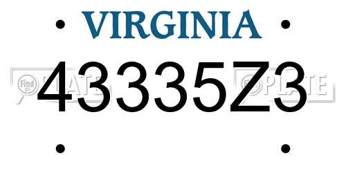 43335Z3 Virginia License Plate