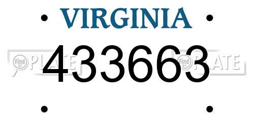 433663 Virginia License Plate