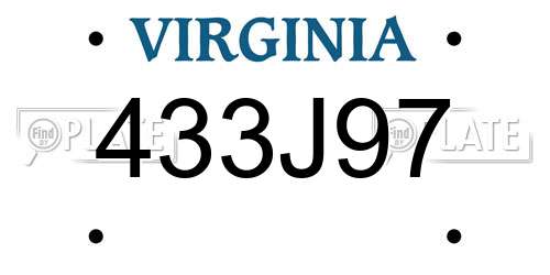 433J97 Virginia License Plate