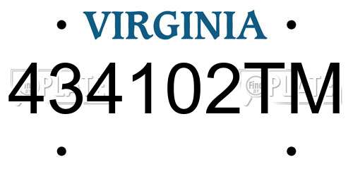 434102TM Virginia License Plate