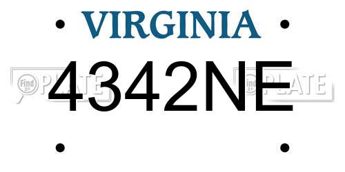 4342NE Virginia License Plate