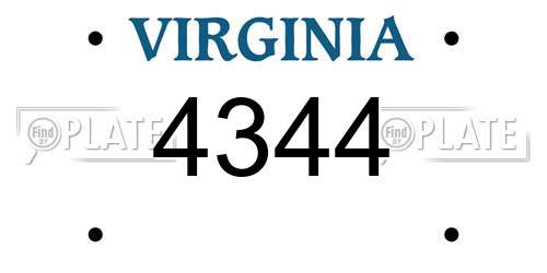 4344 Virginia License Plate