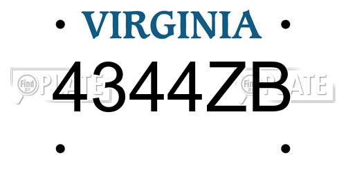 4344ZB Virginia License Plate