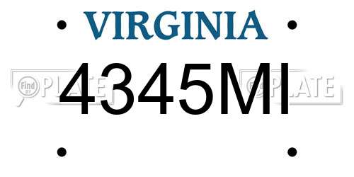 4345MI Virginia License Plate
