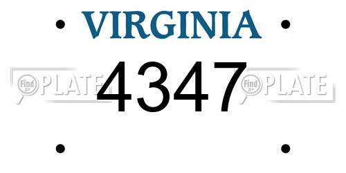 4347 Virginia License Plate