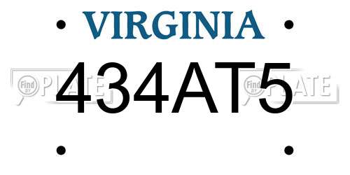 434AT5 Virginia License Plate