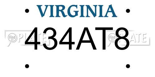 434AT8 Virginia License Plate