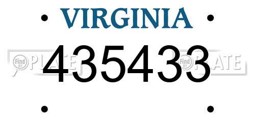 435433 Virginia License Plate