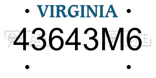 43643M6 Virginia License Plate