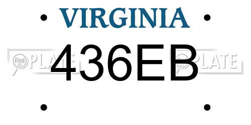 436EB Virginia License Plate