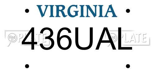 436UAL Virginia License Plate