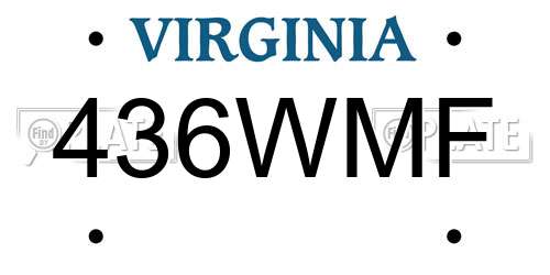 436WMF Virginia License Plate
