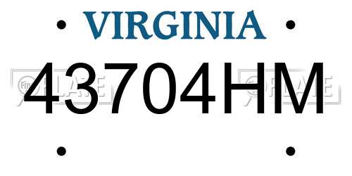 43704HM Virginia License Plate