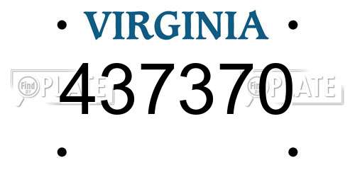 437370 Virginia License Plate