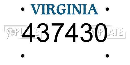 437430 Virginia License Plate