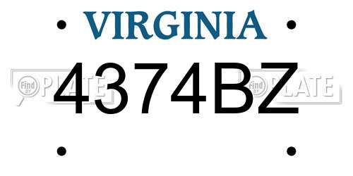 4374BZ Virginia License Plate