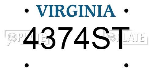4374ST Virginia License Plate