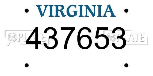 437653 Virginia License Plate