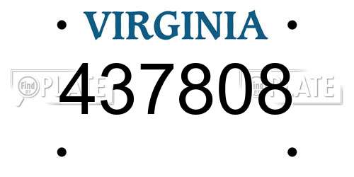 437808 Virginia License Plate