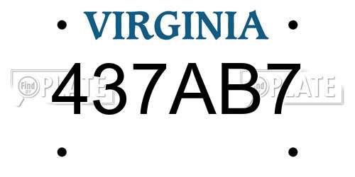 437AB7 Virginia License Plate