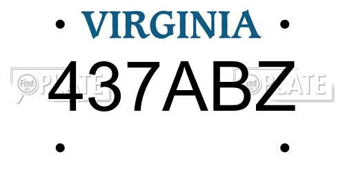 437ABZ Virginia License Plate