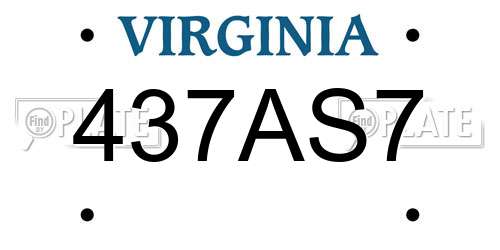 437AS7 Virginia License Plate