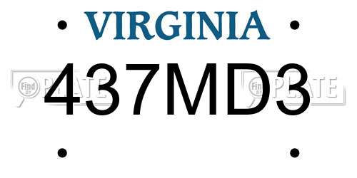 437MD3 Virginia License Plate