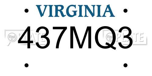 437MQ3 Virginia License Plate