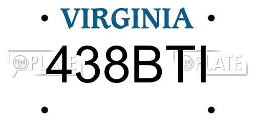 438BTI Virginia License Plate