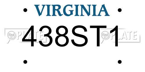 438ST1 Virginia License Plate