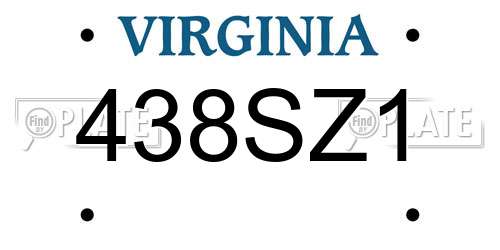 438SZ1 Virginia License Plate