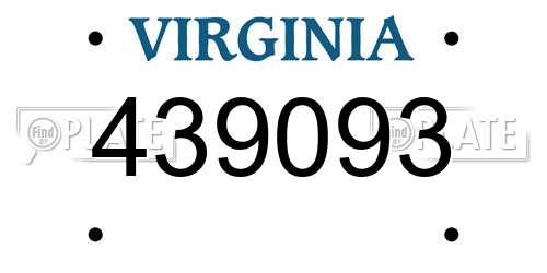 439093 Virginia License Plate