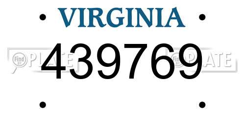 439769 Virginia License Plate