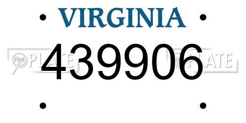 439906 Virginia License Plate