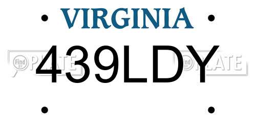 439LDY Virginia License Plate