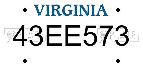 43EE573 Virginia License Plate