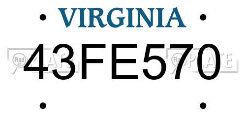 43FE570 Virginia License Plate
