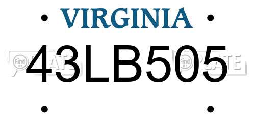 43LB505 Virginia License Plate