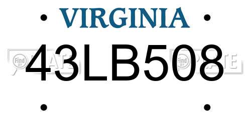 43LB508 Virginia License Plate