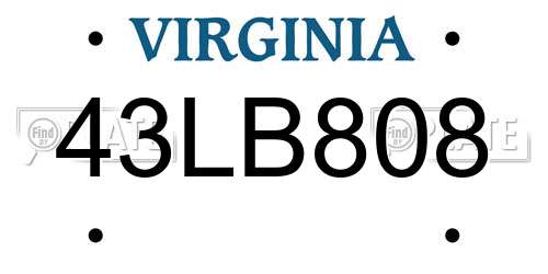 43LB808 Virginia License Plate