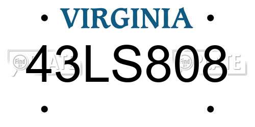 43LS808 Virginia License Plate