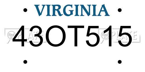 43OT515 Virginia License Plate