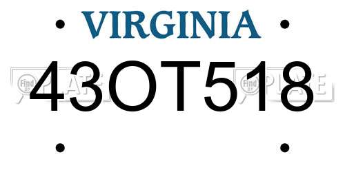 43OT518 Virginia License Plate