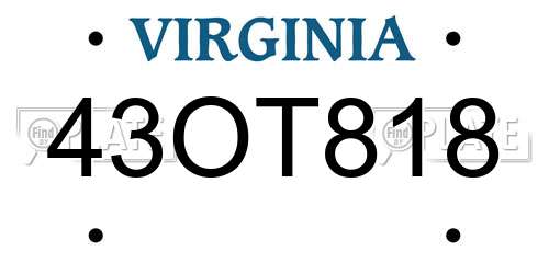 43OT818 Virginia License Plate
