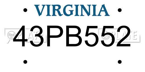 43PB552 Virginia License Plate