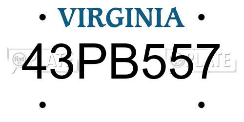 43PB557 Virginia License Plate