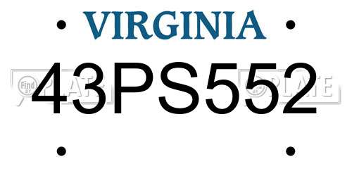 43PS552 Virginia License Plate