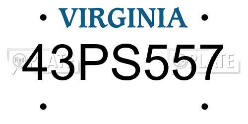 43PS557 Virginia License Plate
