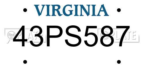 43PS587 Virginia License Plate