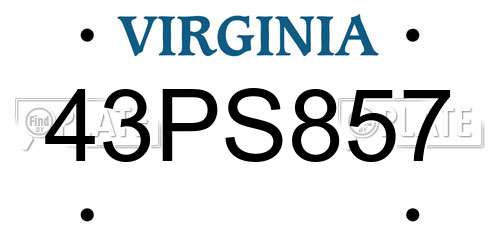 43PS857 Virginia License Plate